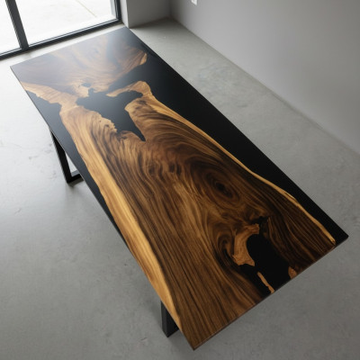Epoxyharz Iessdësch River Table Eechte Massivholz Dekor Dëscher 240x100