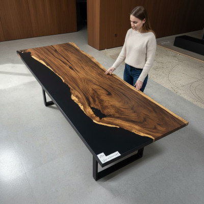 Iessdësch Schwaarz Waasser Floss Eechte Holz Flossdësch 265x100 Dëscher
