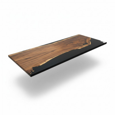 Iessdësch Schwaarz Waasser Floss Eechte Holz Flossdësch 265x100 Dëscher