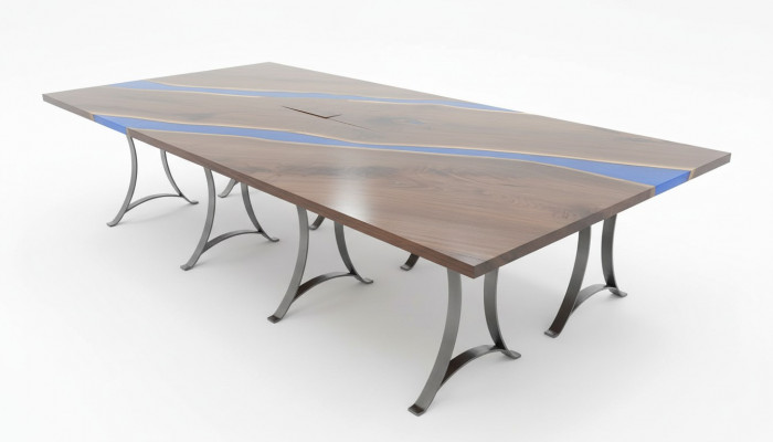 Holz Dësch Iesszëmmer Epoxy-Harz Miwwelen Konferenzdësch Epoxid Harz Géissharz nei