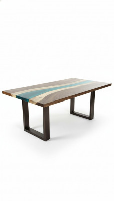 Dësch Iessdësch Dëscher Epoxidharz Echt Epoxy Holz Massiv Design Miwwelen 240x100