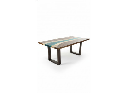 Dësch Iessdësch Dëscher Epoxidharz Echt Epoxy Holz Massiv Design Miwwelen 240x100