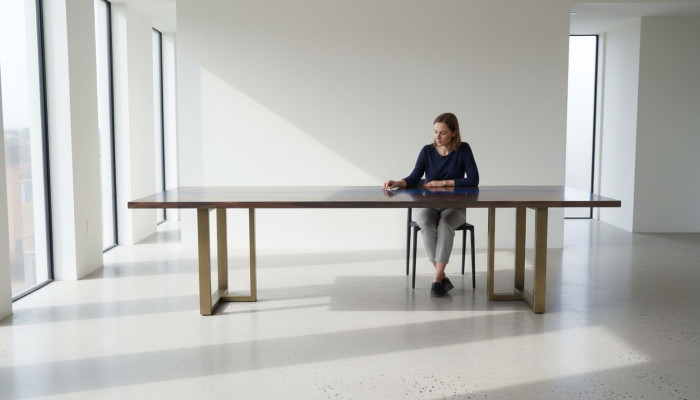 Dësch Epoxidharts Iessdësch richtegt Holz massivt Miwwel Waasserfall Epoxy Gossharz
