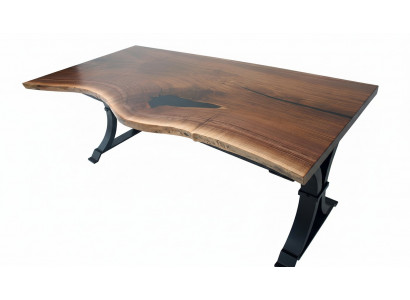 Iessdësch Epoxidharz, echt massivt Holzmiwwel, Waasserfall Epoxid Dësch 200x90 Nei