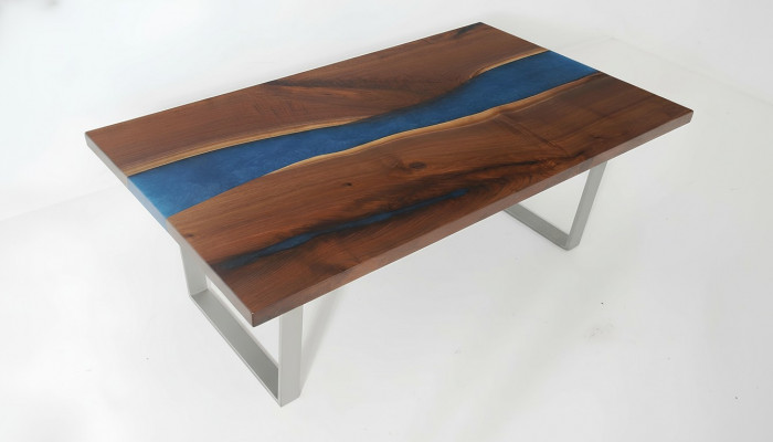 Designer Niewentisch Couchtisch Epoxy Miwwelen Dësch Couchtisch Epoxidharz Dëscher
