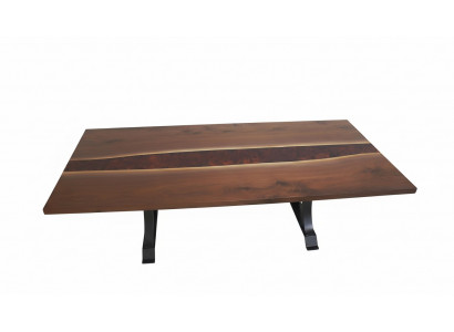 Epoxidharz Iessdësch Echt Holz Massiv Miwwelen Waasserfall Epoxy Dësch 240x100cm