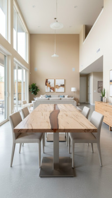 Dësch Epoxy Harz Iessdësch Eechte Holz Massiv Miwwelen Waasserfall Epoxy Konferenz.