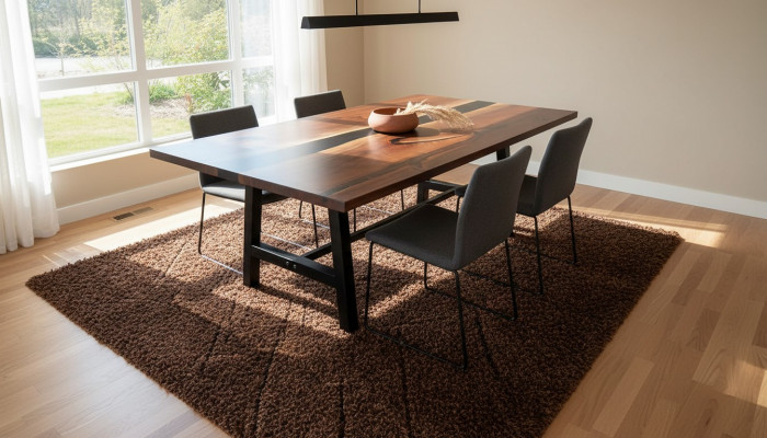Iessdësch Waasserfall Dëscher Epoxidharz Echt Holz Massiv Miwwelen Epoxy Dësch Nei