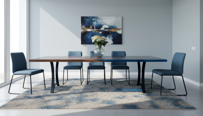 Modern Iessdësch Dëscher Mier Design Dësch Harz Floss Miwwelen 220x90 Epoxyd Ozean
