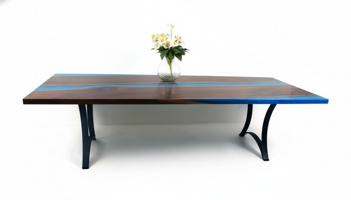 Modern Iessdësch Dëscher Mier Design Dësch Harz Floss Miwwelen 220x90 Epoxyd Ozean
