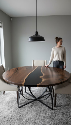 Dësch Iessdësch Dëscher Epoxidharz Epoxy Echt Holz Massiv Design Miwwel 150x150