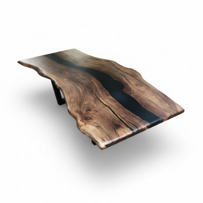 Iessdësch Epoxidharz Echt Holz massiv Miwwelen Waasserfall Epoxy Dësch Géisstharz