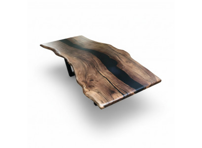 Iessdësch Epoxidharz Echt Holz massiv Miwwelen Waasserfall Epoxy Dësch Géisstharz