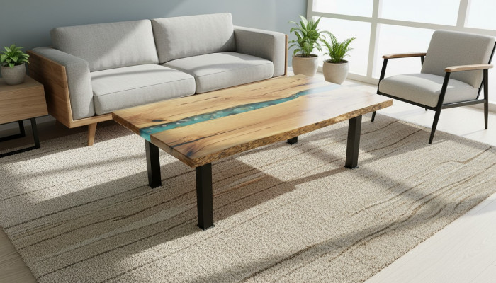 Niewentisch Salontisch Epoxy Miwwelen Designer Dësch Epoxidharz Dëscher 120x70cm