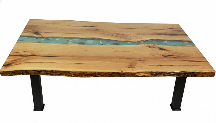 Niewentisch Salontisch Epoxy Miwwelen Designer Dësch Epoxidharz Dëscher 120x70cm