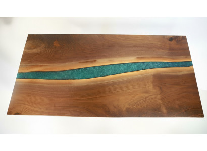 Massivt Holzwierk Epoxy Harz Floss Dësch Schwaarz Waasser Dëscher Epoxy Miwwelen Solid