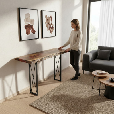 Handaarbecht massiver Couchtisch Designer Dësch Epoxid Konsole Dëscher