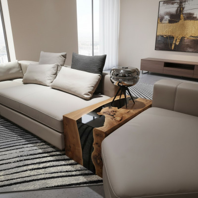 Couchtisch Handmade Designer Dësch Säitentësch Epoxidharz Dëscher