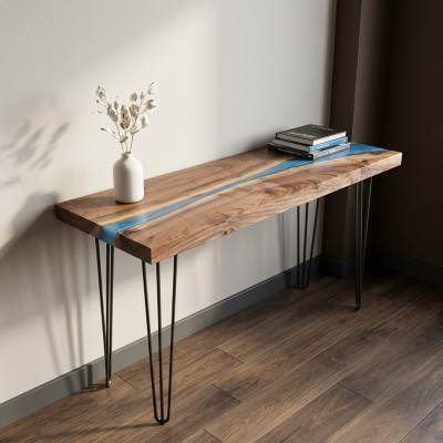 Konsolendësch Sideboard Echt Holz Designer Dësch Epoxyharz Waasserfall Floss