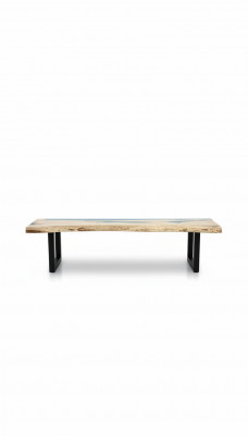 Epoxidharz-Iessdësch echt Holz massiv Miwwelen Waasserfall Epoxy Dësch 250x60cm