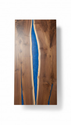 Waasserfall Dësch Epoxidharz Iessdësch Epoxy Dëscher Echt Holz Massiv Miwwelen