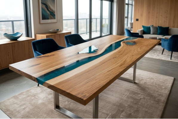 Luxus Iessdësch Ächert Holz Designer Massiv Dëscher Kichendësch