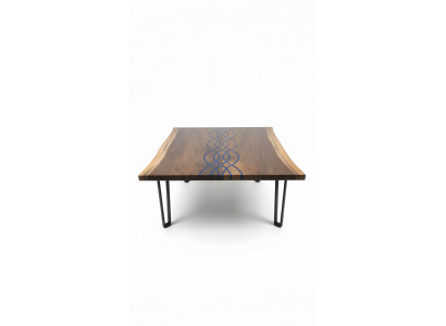 Floss Dëscher Iessdësch Design Dësch Modern Mier Miwwelen 100x100 Epoxy Harz Ozean