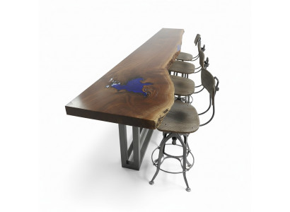 Epoxid Comptoir Bar Dësch echt Holz massivt Miwwelen Waasserfall Epoxy Dësch 240x70