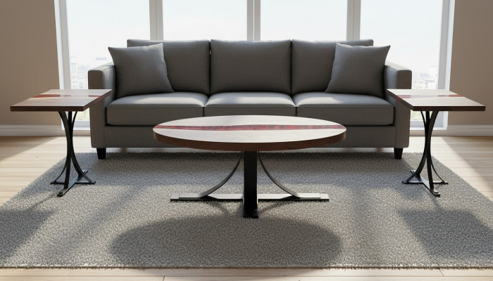 Niewentstull Designer Dësch Couchtisch Handgemaacht Präis 1m² Nei