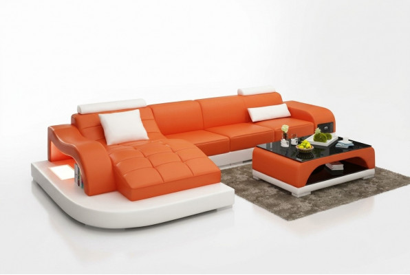 Ecksofa Wunnlandschaft Lieder-Sofa Designer Sofa Sofa Canapé Canapé Ecksofa Orange