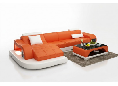 Ecksofa Wunnlandschaft Lieder-Sofa Designer Sofa Sofa Canapé Canapé Ecksofa Orange