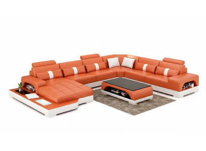 Eckcouch Polster Eckcouch U-Form Modern Couch Ledercouch Designer-Couch