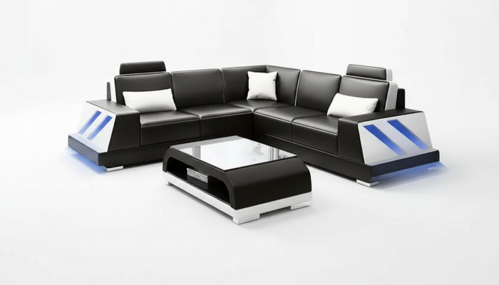 Ecksofa beliicht Led Couch Sofa Polster Eckgarnitur Sofa Garnitur Couchtisch