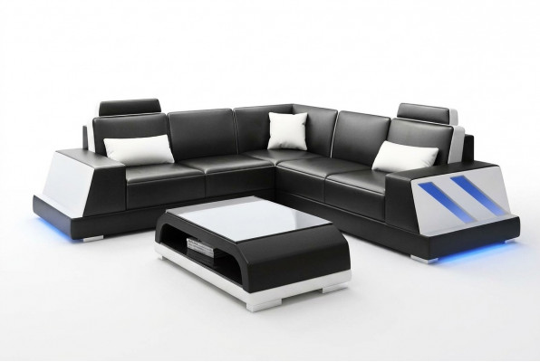 Ledersofa Eckcouch Polstersëtzeng Sofa Couch Eckgarnitur Wunnlandschaft Polster