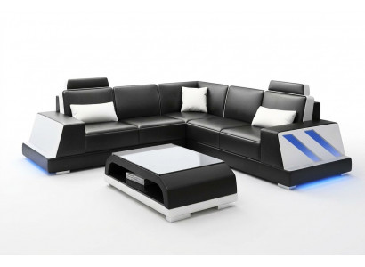 Ledersofa Eckcouch Polstersëtzeng Sofa Couch Eckgarnitur Wunnlandschaft Polster