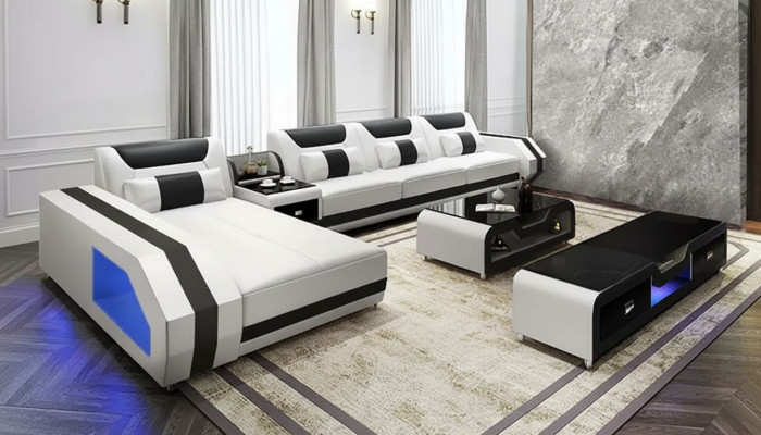 Eckcouch Gepolstert Eckcouch L-Form Couchtisch Modern Sofa Wunnlandschaft 2-Stéck. Nei