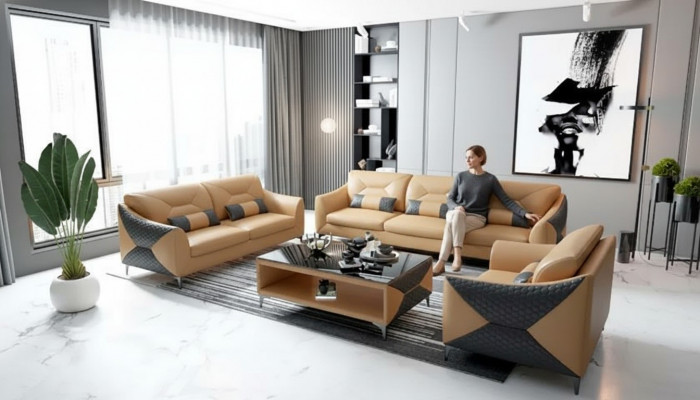 Modern Sofa Sofagarnitur 321 Sëtz Couchtisch Garnituren Lieder Grupp 4tlg