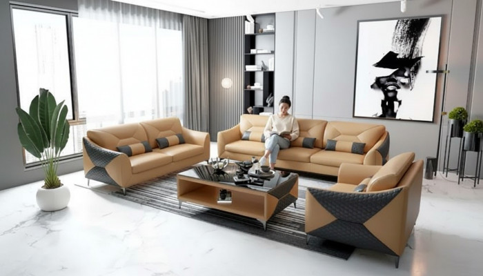 Sofagarnitur 321 Sëtzer Set Design Sofa Couchen Couch Luxus Neit Design Polster