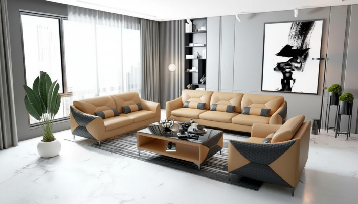 Sofagarnitur 321 Sëtzer Set Design Sofa Couchen Couch Luxus Neit Design Polster
