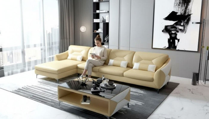 Ledercanapé Designer-C canapé Eckcanapé L-Form Modern Canapé Ledercanapé Eckcanapé Polster.