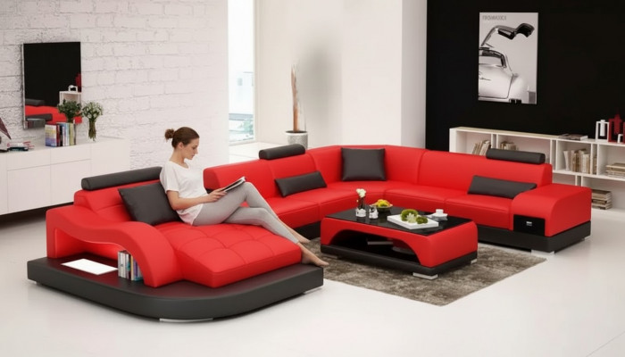 Eckcanapé U-Form Fautteuil Couchtisch Moderne Canapé Ledercanapé Eckcanapé Polster 2tlg Set