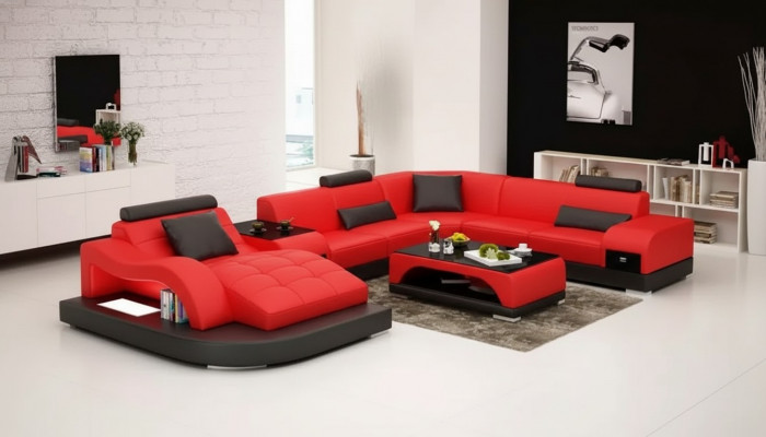 Eckcanapé U-Form Fautteuil Couchtisch Moderne Canapé Ledercanapé Eckcanapé Polster 2tlg Set