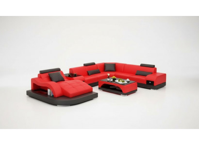 Eckcanapé U-Form Fautteuil Couchtisch Moderne Canapé Ledercanapé Eckcanapé Polster 2tlg Set