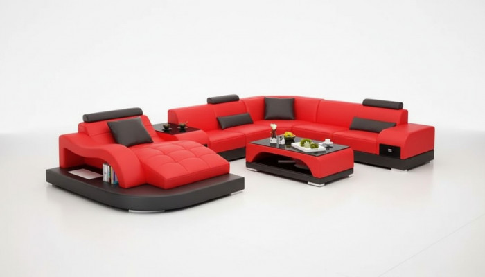 Eckcouch U-Form, Sessel, Couchtisch, Modern Sofa, Liederckcouch, Polster 2-Teile Set