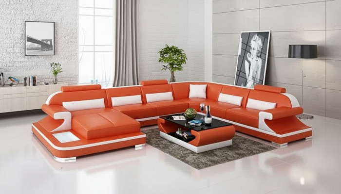 Ecksofa Wohnlandschaft Eckcouch Eckgarnitur Sofa L-Form Ledersofa Couch Polster.
