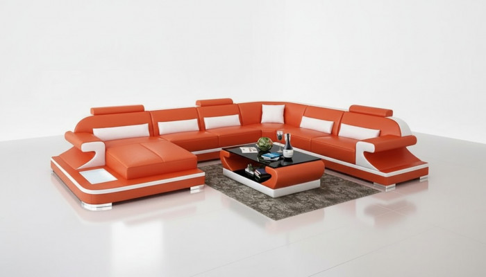 Ecksofa Wohnlandschaft Eckcouch Eckgarnitur Sofa L-Form Ledersofa Couch Polster.
