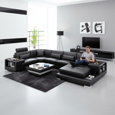 Ecksëtz Wohnlandschaft Ecksëtz Couchtisch Canapé U-Form Liederkanapé Sofa 2tlg. Neit