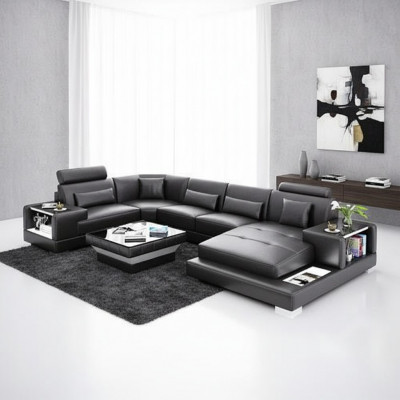 Ecksëtz Wohnlandschaft Ecksëtz Couchtisch Canapé U-Form Liederkanapé Sofa 2tlg. Neit