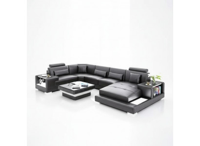 Ecksëtz Wohnlandschaft Ecksëtz Couchtisch Canapé U-Form Liederkanapé Sofa 2tlg. Neit