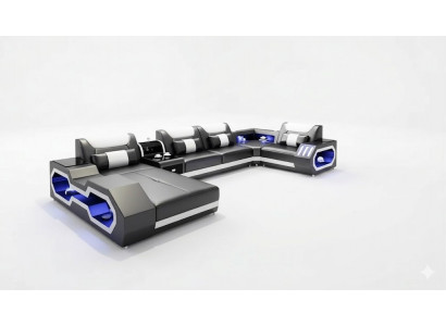 Design Eckgarnitur Ecksofa Sofa Couch Sofas Couchen Dësch 2stécker Wunlandschaft